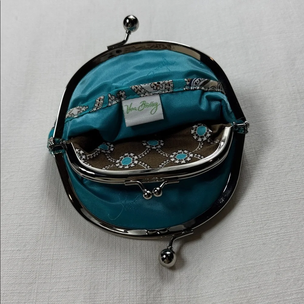 Vera Bradley Teal and‎ Navy Patterned Clutch small coin bag